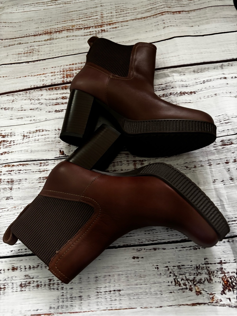 Flexi Brown Platform Chelsea Ankle Boots
